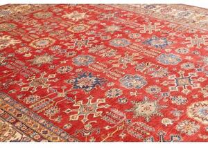 Tappeto Kazak Fine Stilizzato Rosso Avorio 296x406 Cm