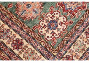Tappeto Kazak Fine Geometrico Verde Petrolio Avorio 148x202 Cm