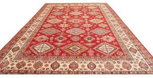 Tappeto Kazak Fine Geometrico Rosso Avorio 297x410 Cm