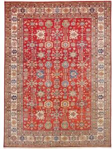 Tappeto Kazak Fine Stilizzato Rosso Avorio 296x406 Cm