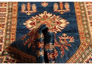 Tappeto Kazak Fine Geometrico Blu Rosso Corsia 83x386 Cm