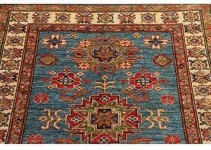 Tappeto Kazak Fine Stilizzato Blu Rosso 89x125 Cm
