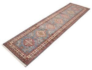 Tappeto Kazak Fine Geometrico Blu Rosso Mattone Corsia 81x295 Cm
