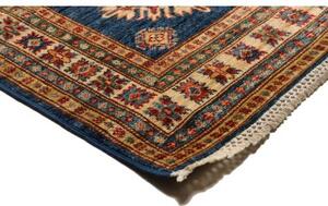 Tappeto Kazak Fine Geometrico Blu Rosso Corsia 83x386 Cm