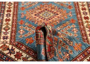 Tappeto Kazak Fine Geometrico Blu Rosso Mattone Corsia 81x295 Cm