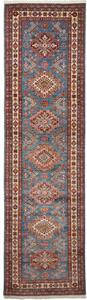 Tappeto Kazak Fine Geometrico Blu Rosso Mattone Corsia 81x295 Cm