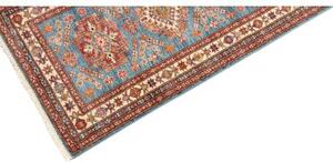 Tappeto Kazak Fine Geometrico Blu Rosso Mattone Corsia 81x295 Cm