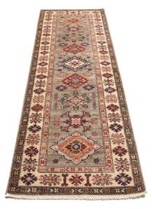 Tappeto Kazak Fine Geometrico Grigio Beige Corsia 82x257 Cm