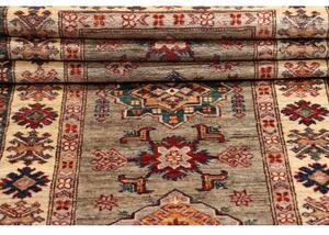 Tappeto Kazak Fine Geometrico Grigio Beige Corsia 82x257 Cm