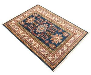Tappeto Kazak Fine Stilizzato Blu Avorio 103x148 Cm