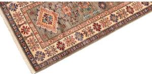 Tappeto Kazak Fine Geometrico Grigio Beige Corsia 82x305 Cm