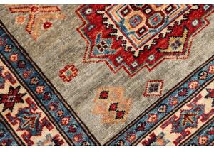 Tappeto Kazak Fine Geometrico Grigio Rosso Corsia 79x243 Cm