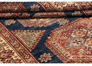 Tappeto Kazak Fine Stilizzato Blu Rosso 123x181 Cm