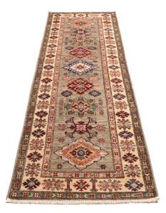 Tappeto Kazak Fine Stilizzato Grigio Tortora Beige Corsia 80x259 Cm