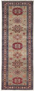 Tappeto Kazak Fine Geometrico Grigio Rosso Corsia 79x243 Cm