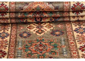 Tappeto Kazak Fine Geometrico Grigio Beige Corsia 82x305 Cm