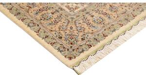 Tappeto Ghom Seta Medaglione Floreale Avorio Blu Notte 126x198 Cm