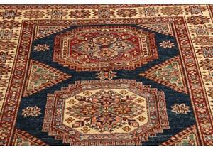 Tappeto Kazak Fine Stilizzato Blu Rosso 123x181 Cm