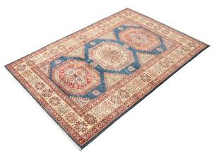 Tappeto Kazak Fine Stilizzato Blu Rosso 123x181 Cm
