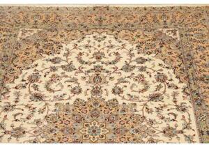 Tappeto Ghom Seta Medaglione Floreale Avorio Blu Notte 126x198 Cm