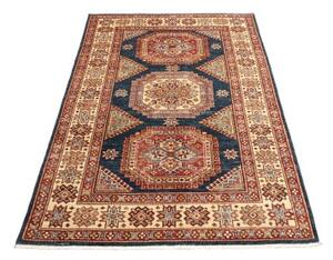 Tappeto Kazak Fine Stilizzato Blu Rosso 123x181 Cm