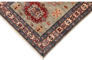 Tappeto Kazak Fine Geometrico Grigio Rosso Corsia 79x243 Cm