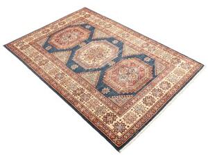 Tappeto Kazak Fine Stilizzato Blu Rosso 123x181 Cm