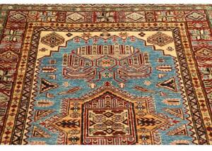 Tappeto Kazak Fine Stilizzato Celeste Rosso 120x179 Cm