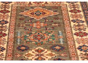 Tappeto Kazak Fine Geometrico Grigio Beige Corsia 82x305 Cm
