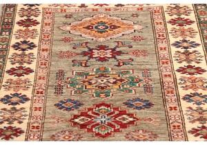 Tappeto Kazak Fine Stilizzato Grigio Tortora Beige Corsia 80x259 Cm