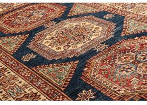 Tappeto Kazak Fine Stilizzato Blu Rosso 123x181 Cm