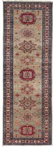 Tappeto Kazak Fine Geometrico Grigio Chiaro Rosso Corsia 80x235 Cm