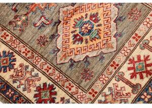 Tappeto Kazak Fine Geometrico Grigio Beige Corsia 82x305 Cm