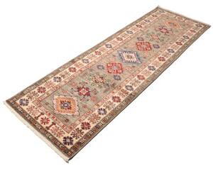 Tappeto Kazak Fine Stilizzato Grigio Tortora Beige Corsia 80x259 Cm