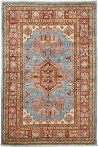 Tappeto Kazak Fine Stilizzato Celeste Rosso 120x179 Cm