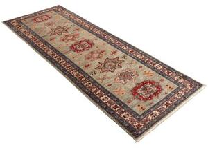 Tappeto Kazak Fine Geometrico Grigio Rosso Corsia 79x243 Cm