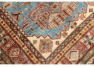 Tappeto Kazak Fine Stilizzato Celeste Rosso 120x179 Cm