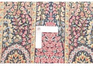 Tappeto Ghom Seta Stilizzato Blu Scuro Beige 57x97 Cm