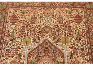 Tappeto Ghom Seta Stilizzato Rosso Mattone Beige Corsia 70x298 Cm