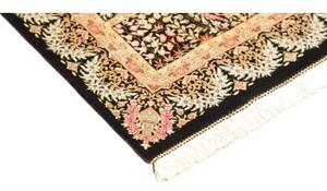 Tappeto Ghom Seta Floreale Nero Beige 60x93 Cm