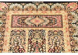Tappeto Ghom Seta Floreale Nero Beige 60x93 Cm