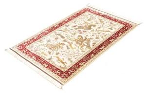 Tappeto Ghom Seta Figurativo Avorio Rosso 74x114 Cm