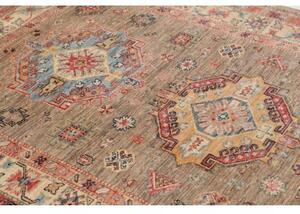 Tappeto Kazak Fine Stilizzato Taupe Rosso Corallo 147x210 Cm