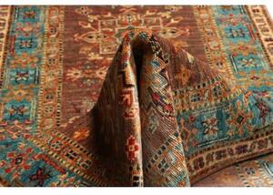 Tappeto Kazak Fine Stilizzato Marrone Azzurro Corsia 82x298 Cm