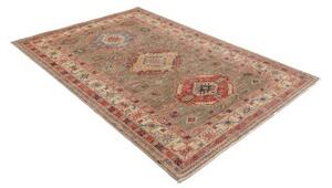 Tappeto Kazak Fine Stilizzato Taupe Rosso Corallo 147x210 Cm