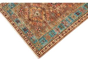 Tappeto Kazak Fine Stilizzato Marrone Azzurro Corsia 82x298 Cm