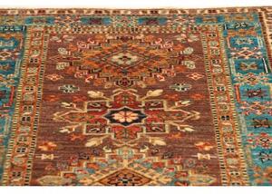 Tappeto Kazak Fine Stilizzato Marrone Azzurro Corsia 82x298 Cm