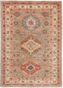 Tappeto Kazak Fine Stilizzato Taupe Rosso Corallo 147x210 Cm