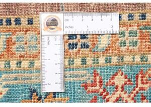 Tappeto Kazak Fine Stilizzato Marrone Azzurro Corsia 82x298 Cm