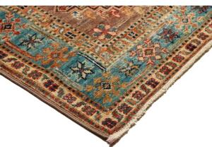 Tappeto Kazak Fine Stilizzato Marrone Azzurro Corsia 82x298 Cm